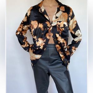 Topshop women’s button down splodge tie dye silk blouse